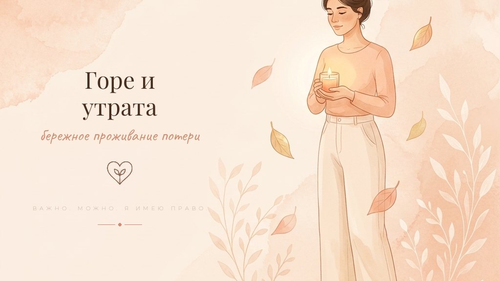 Иллюстрация к теме горя и утраты - психолог помогает прожить потерю